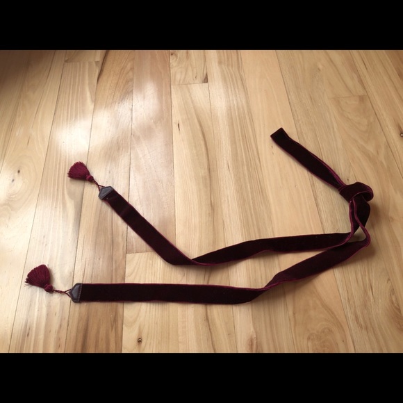 J. Crew Accessories - NWOT J.Crew burgundy velvet tassel tie belt